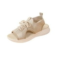 thumbnail image 2 of Xfvqtps Orthopedic Sandals for Women Mesh Lace up Hollow out Open Toe Slip on Thick Soft Sole Beach Summer Sandals Beige, 2 of 8