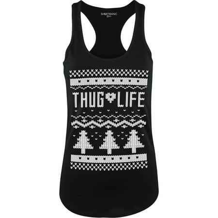 ShirtBANC Thug Life Ugly Christmas Sweater Womens Tank Top Shirt Ugly Xmas
