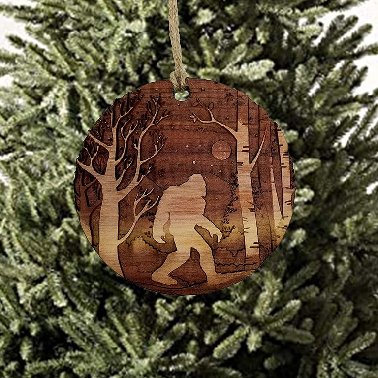 Winter Sasquatch Bigfoot - Raw Cedar Ornament 3x3in Winter Sasquatch Bigfoot - Raw Cedar Ornament 3x3in