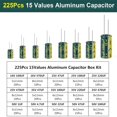 thumbnail image 5 of 225PCS Aluminum Capacitor set with Wide Capacitance Ranges 15 Types Capacitor Capacitor for Enthusiasts, 5 of 6