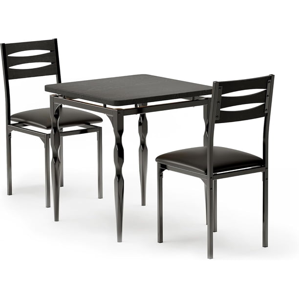 2-piece dining mesa set: 3-piece dining mesa y sillas set con spiral mesa legs para small kitchens y apartments, negra
