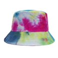 thumbnail image 1 of Women Men Harajuku Tie-Dye Contrast Colored Bucket Hat Reversible Packable Wide, 1 of 4