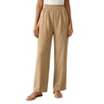 thumbnail image 2 of Women's Relaxed Fit Chinos With Elastic Waist And Pockets Mid Rise Straight Trousers For Weekend Casual, 2 of 6