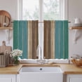 thumbnail image 2 of Teal Blue Brown Kitchen Curtains, Farmhouse Retro Wooden Grain Stripes Light Filtering Window Curtain Panels, 2Pcs Rod Pocket Window Treatments Set for Study Room Bathroom Bedroom 52x54 Inches, 2 of 9
