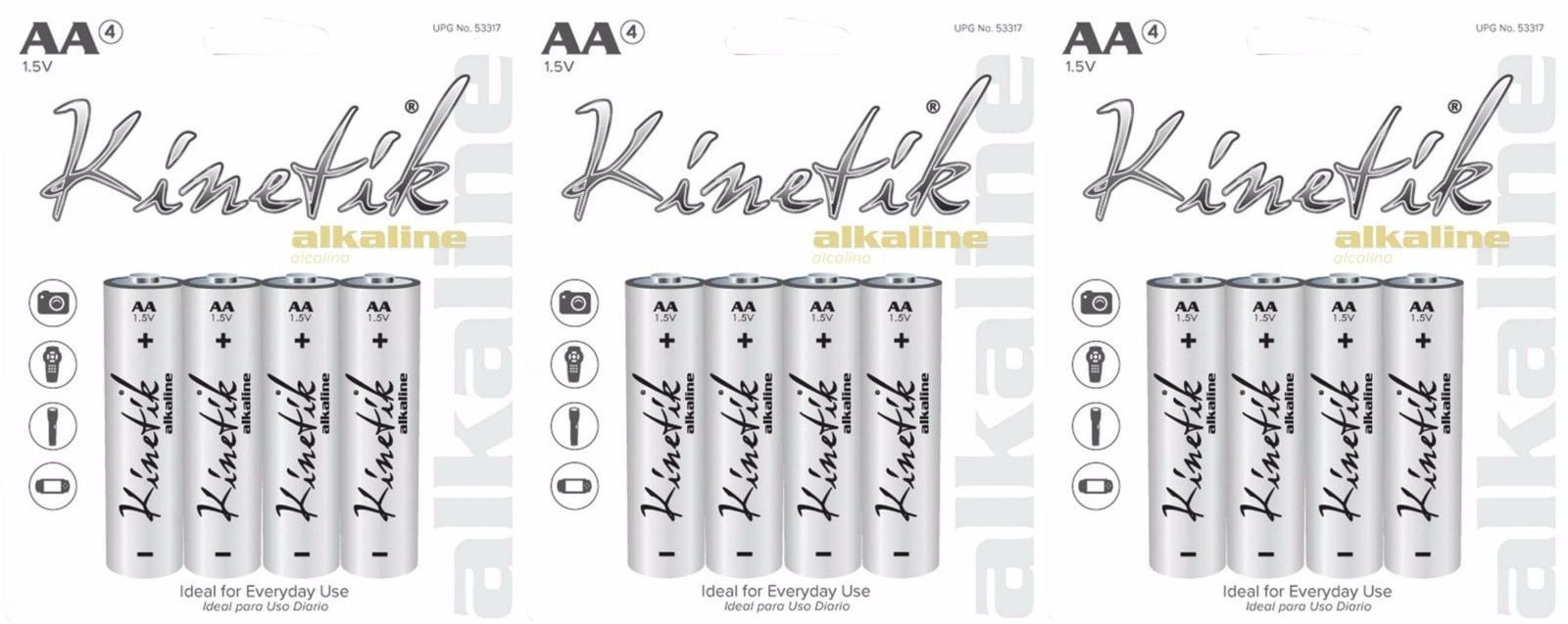 Kinetik AA Alkaline Batteries in Retail Packaging- 12 Pack + Free Shipping