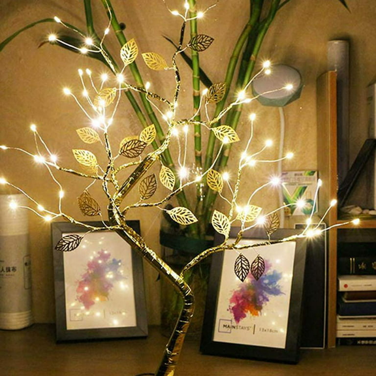 LED Night Light Mini Diamond Tree Table Lamp Copper Wire Garland Fairy  String Lights For Home Bedroom Gifts Christmas Decoration