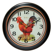 Infinity Instruments 12-Inch Red Rooster Quiet Smooth Sweep No Tick Wall Clock