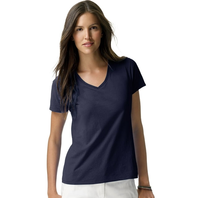 Hanes Womens Nano-T V-Neck T-Shirt, XS, Vintage Navy