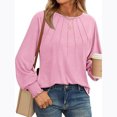thumbnail image 6 of Darzheoy Womens Tops Loungewear Pleated Solid Color Pullover Long Sleeve Comfortable T-Shirt Thermal Casual Loose Blouses, 6 of 7