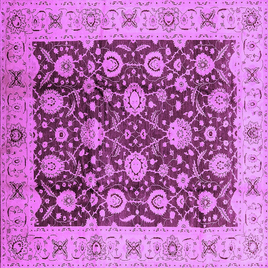 Ahgly Company Indoor Square Oriental Purple Traditional Area Rugs, 5