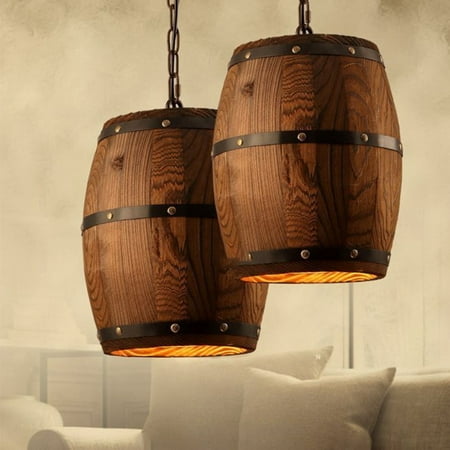 Pendant Lights Creative Retro Wood Wine Barrel Hanging Ceiling Decoration Lamp for Bar Restaurant