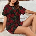 thumbnail image 4 of Vsdghe Rose Pattern Women's Pajama Set,Short Sleeve Sleepwear 2 Piece Pjs Lounge Sleepwear Sets-XX-Large, 4 of 6