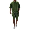 thumbnail image 1 of adviicd Survêtement Hommes Ensemble Graphique 2 Pcs T-Shirt Col Rond et Shorts à Cordon Vert,m, 1 of 5