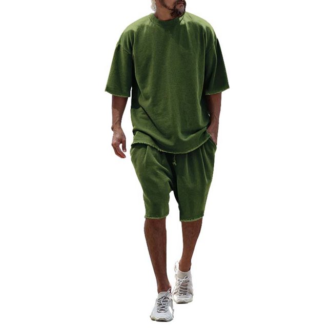 adviicd Survêtement Hommes Ensemble Graphique 2 Pcs T-Shirt Col Rond et Shorts à Cordon Vert,m