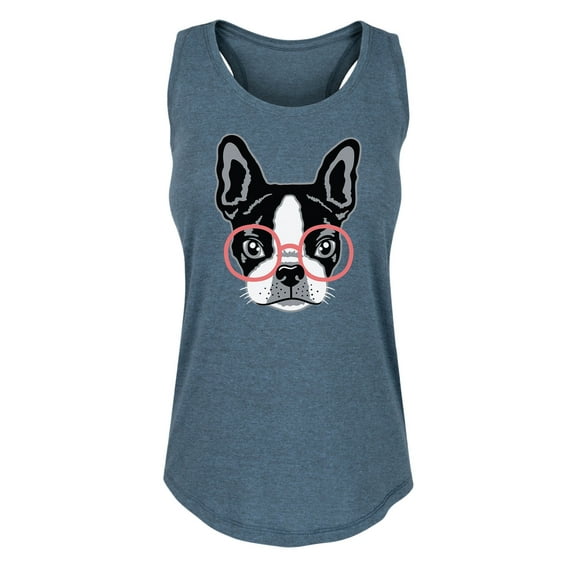 Instant Message - French Bulldog With Glasses - Women's Racerback Tank