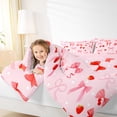 thumbnail image 4 of Manfei Kawaii Bowknot Bedding Comforter Set 2pcs for Kids Girls, Cute Strawberry Twin Comforter Sets, Pink Red Bedding Set, Super Cozy Room Decor, 4 of 8