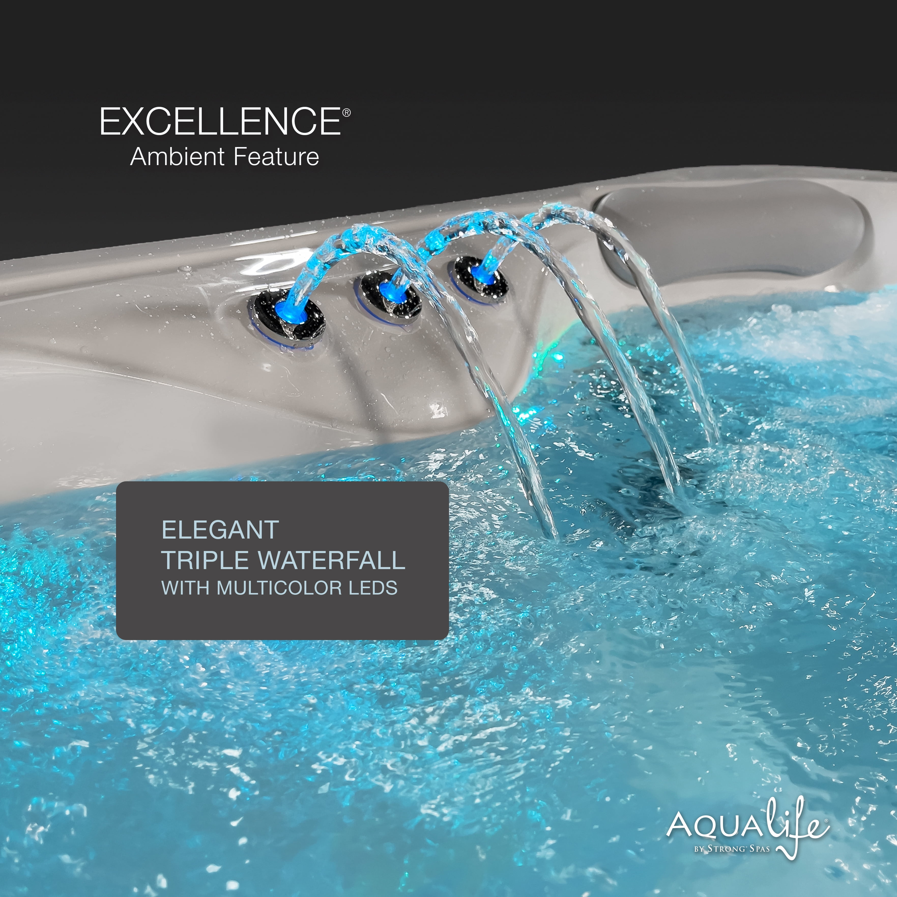 Excellence 3-4 Person 41-Jets 188 Ports Lounger Spa w/Bluetooth Stereo by Aqualife by Strong Spas