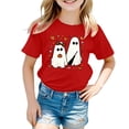 thumbnail image 2 of 13-14 Years Girl Halloween Printed Short Sleeved Top Girl Halloween Shirt Bow/Pumpkin T-Shirt Top, 2 of 7