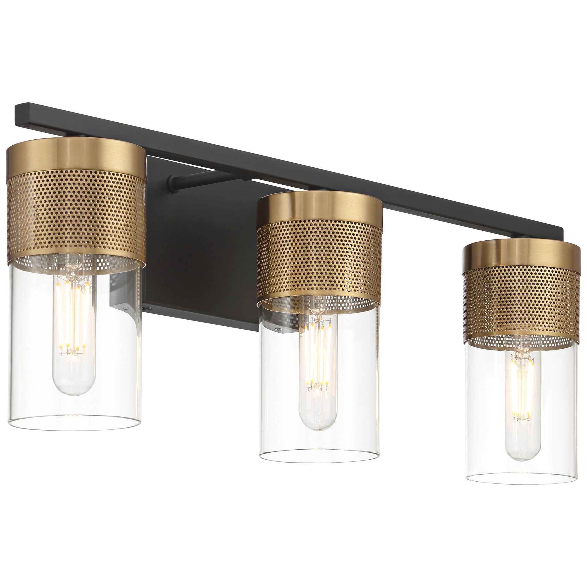 Possini Euro Design Berlin 23 1/2" High Modern 3 Light Bathroom Vanity Wall Lamp Light Fixture Mount Hardwired Black and Gold