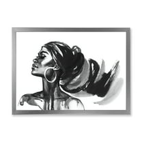 Designart 'Black and White Portrait of African American Woman IV' Modern Framed Art Print