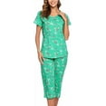 thumbnail image 3 of MLDRA Womens Pajama Sets 2 Piece Cotton Lounge Set Lightweight Pj Set Short Sleeve Tops With Capri Pants Cute Ladies Sleepwear Summer Set, 3 of 7