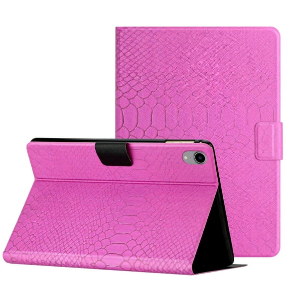 Dteck for iPad Mini 6 8.3 inch 2021 Cover, Crocodile Synthetic Leather Multi-Angle Viewing Stand Folio Flip Smart Auto Sleep Wake Case with Card,Rose