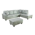 thumbnail image 3 of Ainehome Furniture Silver Green Leather Sectinal Sofa Set, L-Shaped Modern & Contemporary Sofa with Chaise Storage Ottoman for Living Room Furniture - Right Hand Facing, 3 of 7