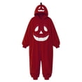 thumbnail image 2 of HNMKIU Pumpkin Hooded Onesie Pajamas, Loose Fit Halloween Homewear Soft Plush Unisex Cosplay For Night Party Red,XL, 2 of 7