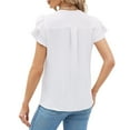 thumbnail image 4 of VDJ Womens Dressy Tops Casual Shirts Petal Short Sleeve V Neck Business Blouse White Tunic Tops Lightweight Clothes Size L, 4 of 9