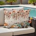 thumbnail image 4 of Orange Green Pumpkins Fall Outdoor Waterproof Pillow Covers, Thanksgiving Floral Botanical Vintage Decorative Square Throw Pillowcase Sofa Cushion Sham for Patio/Couch/Chair, 26"x26" 2 Pack, 4 of 8