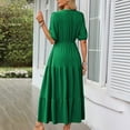 thumbnail image 5 of AherBiu Robes pour Femmes 2024 Décontracté Tendance Bouton Col en V Robe Longue Manches 1/2 à Volants, 5 of 5