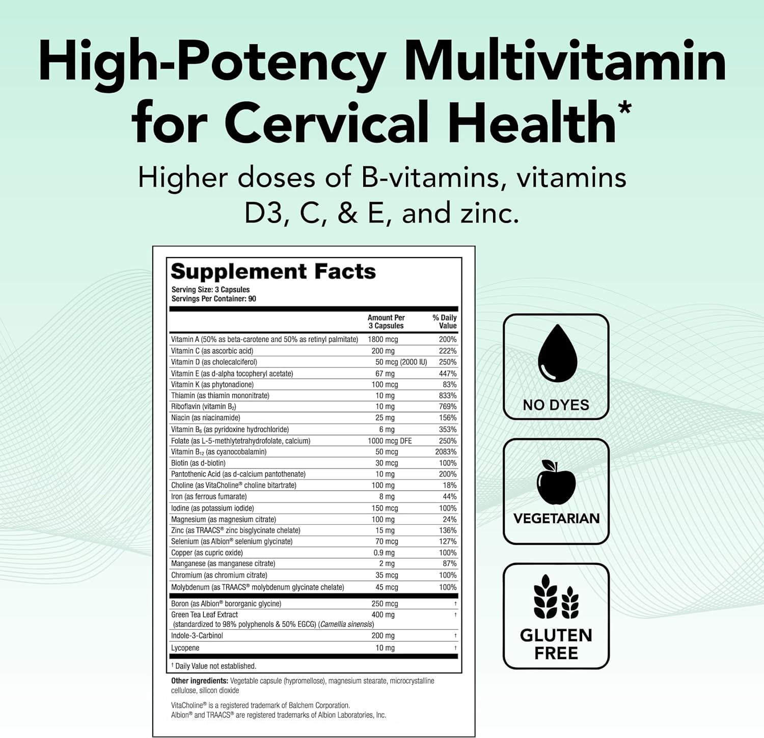 Theralogix ProCerv HP High-Potency Multivitamin - 90-Day Supply - Support for Women & Men - Immune Support Supplement* - includes B Vitamins, Vitamin C, Vitamin D & Zinc - NSF Certified - 270 Capsules