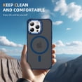 thumbnail image 4 of ShellTech Strong  for iPhone 14 Pro Magnetic & Lens Stand Case [Mil-Grade Protection][Adjustable Kickstand] Translucent Slim Hard Back Soft Edge,Blue, 4 of 9