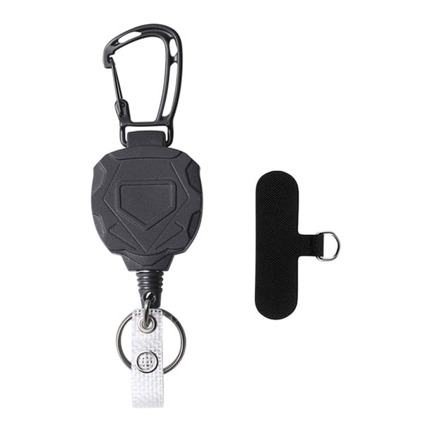 Llavero retráctil con mosquetón para sujetar el teléfono y porta credencial para viajar Estilo B
