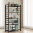 thumbnail image 4 of LEDREM 5-Tier Metal Storage Rack with X-Frame Sides, Heavy-Duty Wire Shelving Unit, Deep Organizer for Entryway Kitchen Bathroom Living Room, Industrial Ink Black, 4 of 6