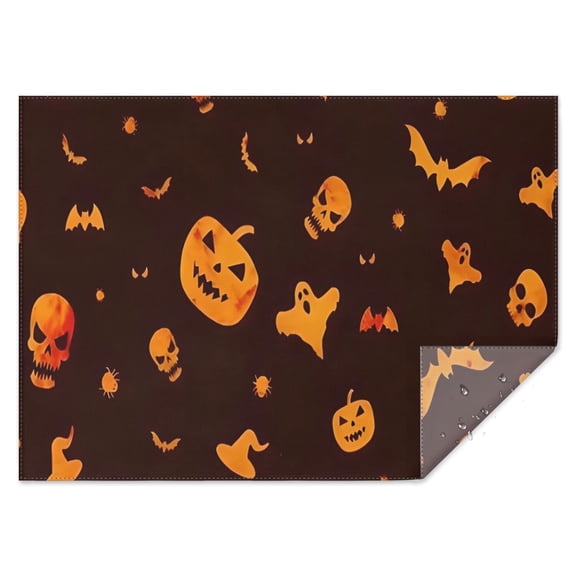 Glowing Halloween Icons Pattern Rectangle Tablecloth 60"x84",Waterproof Polyester Rectangle Table Cloth, Wipeable Spillproof Polyester Tablecloth for Dining, Camping, Indoor and Outdoor