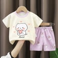 thumbnail image 2 of HCNTES Toddler Summer Sets, Fashion Boys and Girls Casual Short Sleeve Crew Neck Tops Printed Short Pants Sets, 2 of 4