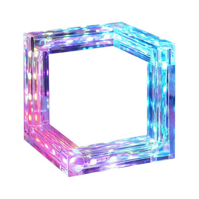 Matoen12 Design Géométrique Lumières d'Ambiance LED avec Application et Télécommande, Lumières LED d'Ambiance avec Synchronisation Musicale et Changement de Couleur pour Décoration de Fête à la Maison, Chargement USB, 4.7"x4.7"x3.4", 1 Pce, Blanc