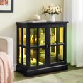 thumbnail image 4 of LED Curio Display Cabinet with Adjustable Glass Shelves, Retro Antique Design Glass Door Bookcase for Home Decor and Collectibles Storage, Black, 4 of 9