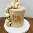 thumbnail image 3 of Cake topper QPARTYFIRE de acrílico espejo dorado Happy Birthday, 3 of 7