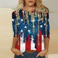 thumbnail image 2 of Honeeladyy 4Th of July T Shirts for Women 3/4 Sleeve Tunic Round Neck Tee Trendy Independence Day Print Tshirt, 2 of 5