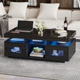 thumbnail image 2 of Noble House High Gloss Coffee Table with LED Lights,USB Ports & Sockets,2-Door Centre & Sofa Side Table,Black, 2 of 17