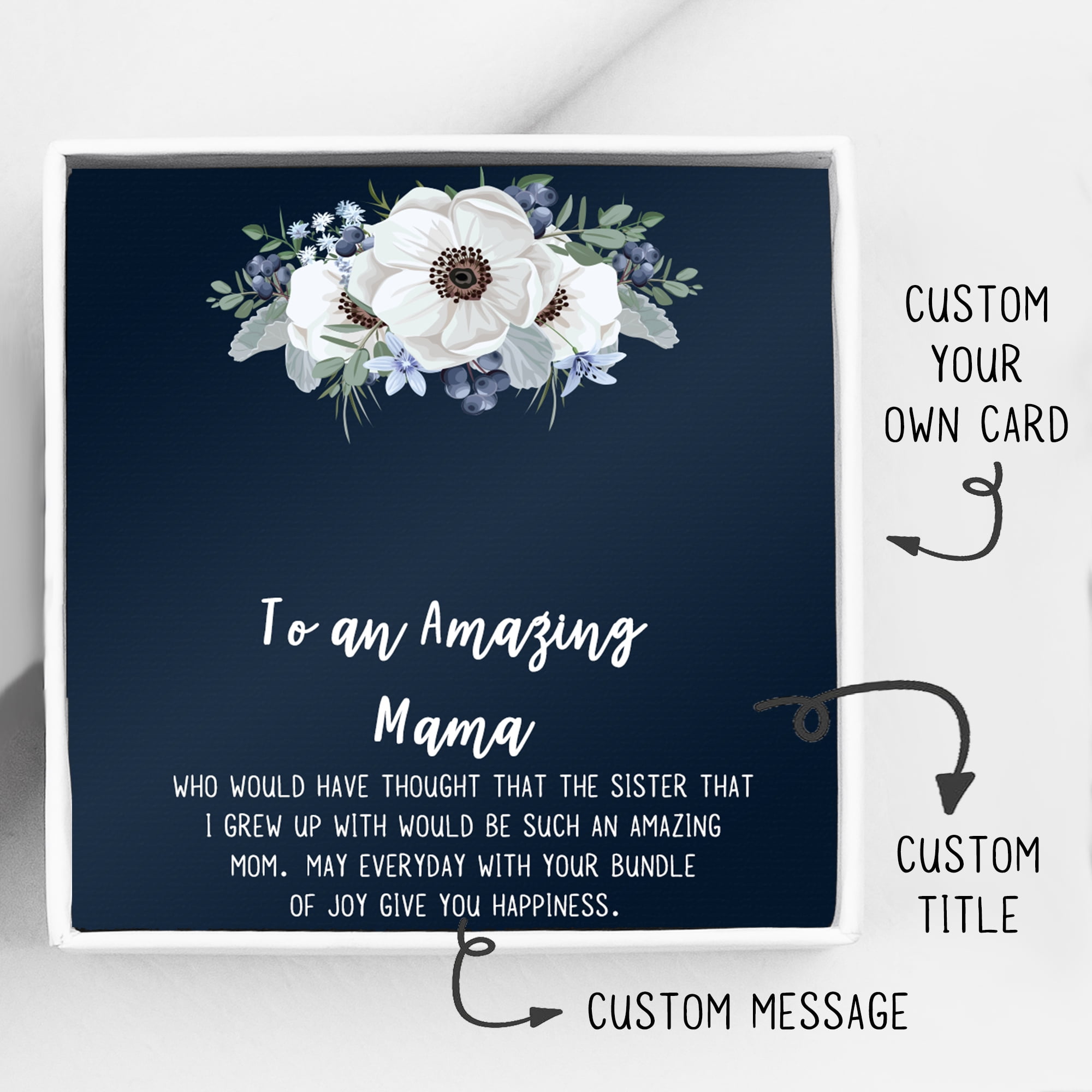 Personalized Mother's Day Card Necklace, Custom To An Amazing Mama Card and Necklace, Mother's Day Gift with Custom Card, Mother's Day Gift for Mom [Gold, Personalized Card]