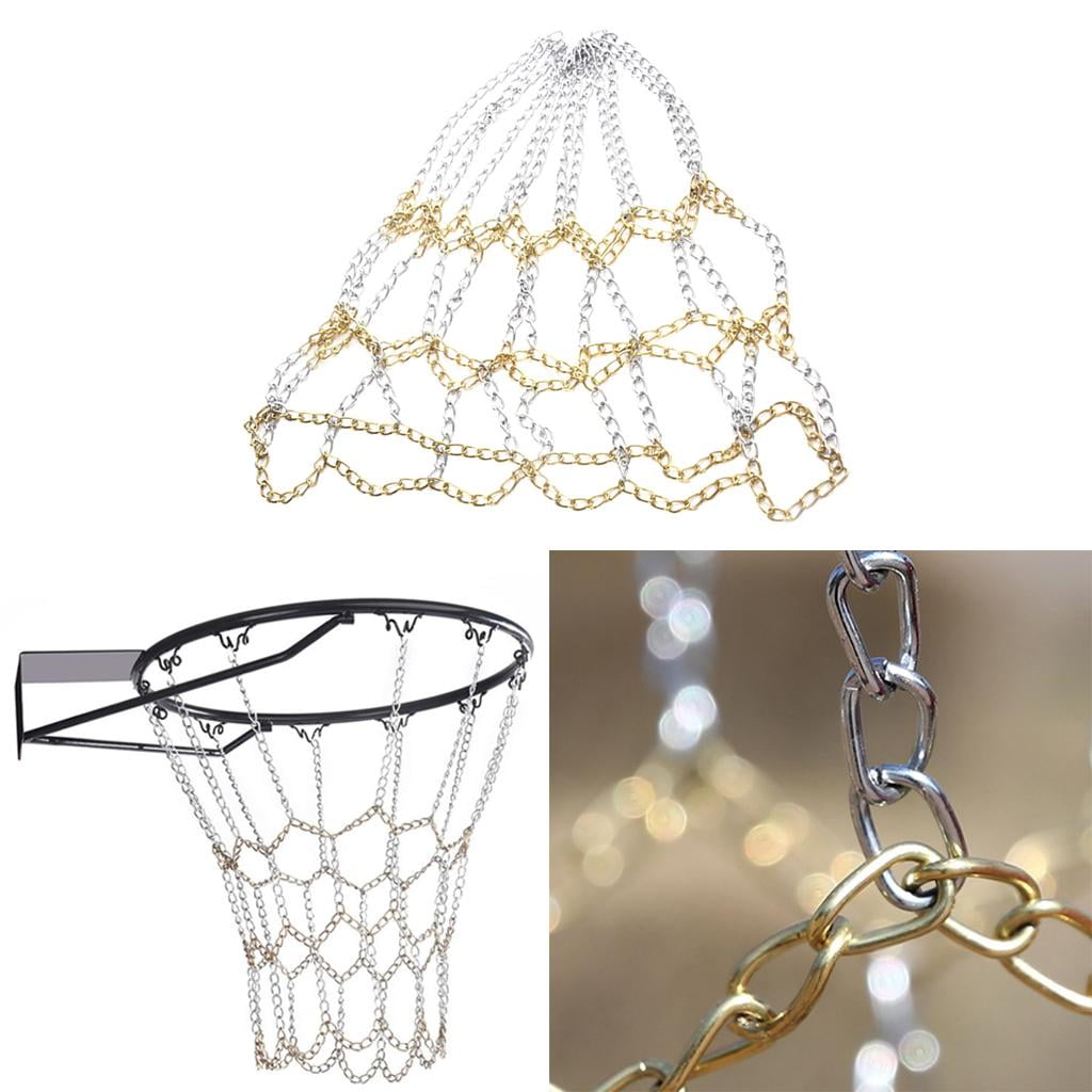 DimyFew 12-Loop Basketball Net Basketball Chain Net Zinc Plated Steel Indoor Outdoor Rim Aureate and Argent