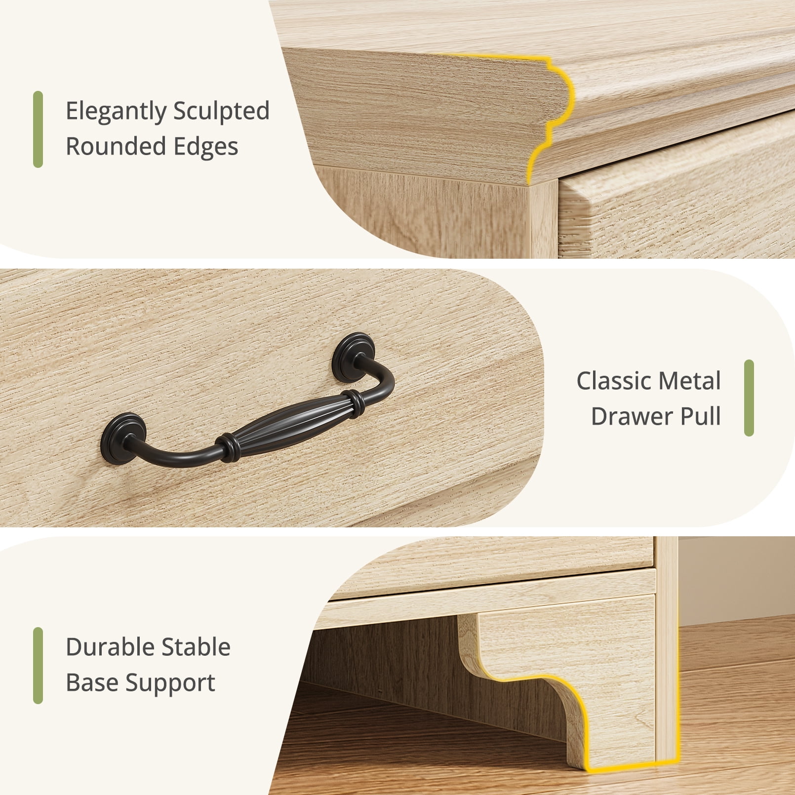 5-Drawer Dresser, OAK Tall Dresser for Bedroom, Narrow Chest of Drawers, Modern Vertical Storage Cabinet for Closet, Entryway or Living Room