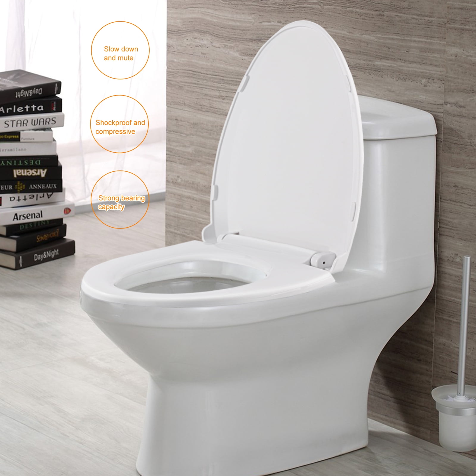 Details about   NEW Modern Heavy Duty Toilet Seat Cover V-Shaped Slow Close Easy Clean & Install 