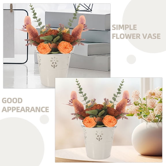 CTIRCHIU Vintage Iron Flower Pot with Hemp Rope Handle, Decorative Garden and Balcony Vase for Indoor Outdoor Use