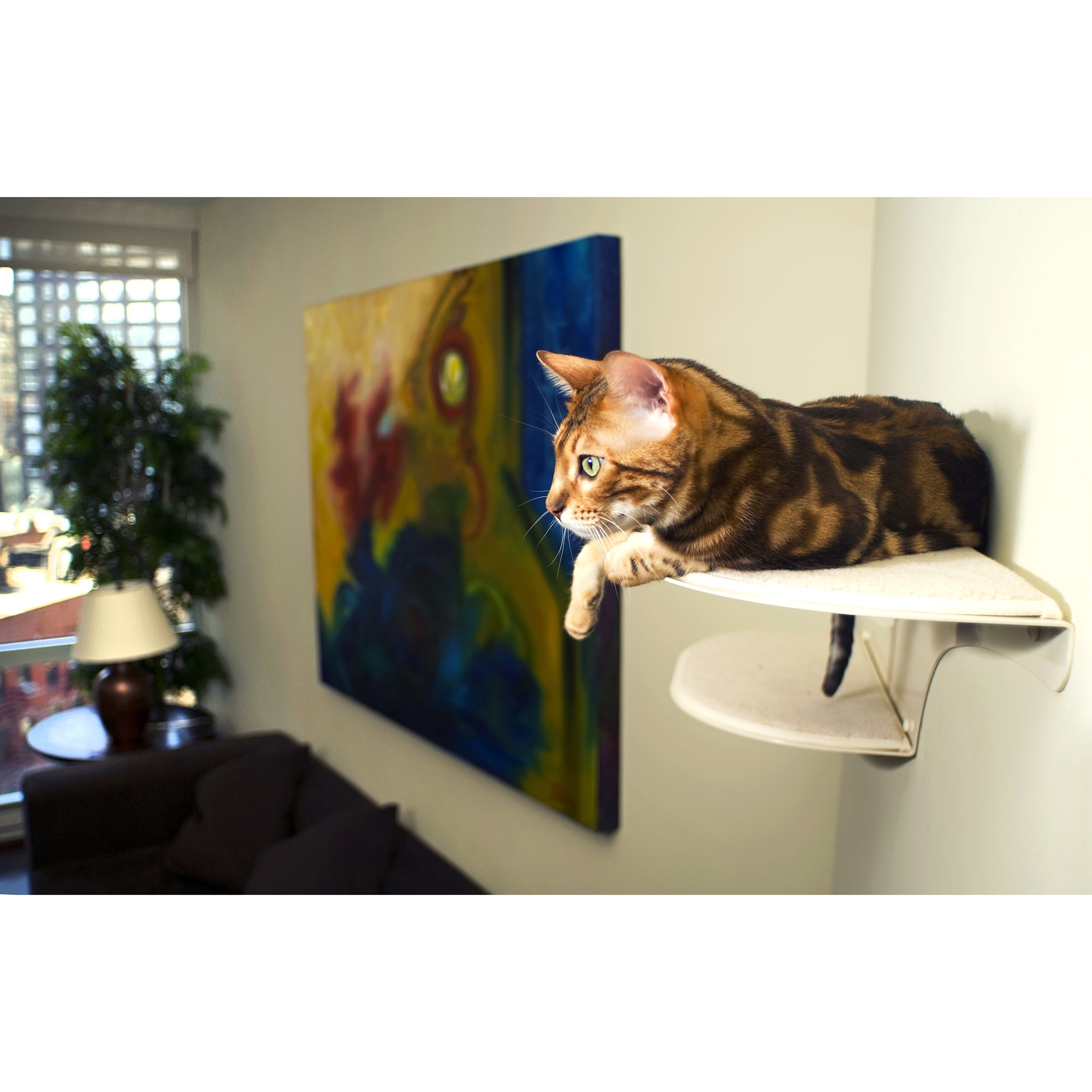 The Refined Feline Cat Clouds Wall Mounted Perch with Heavy Duty Wall Anchors, off-White (2 Pack)