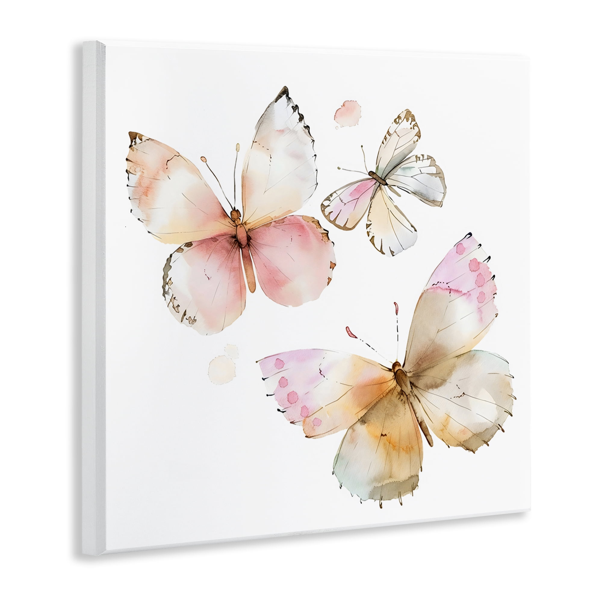 Stupell Industries Pink Watercolor Butterfly Trio Wall Plaque Art, design by Creative Studio