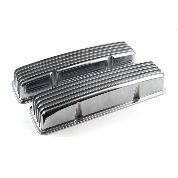 Speedmaster PCE314.1017.02 Compatible with Chevy SBC 350 Nostalgic Finned Aluminum Valve Covers - Tall w/o Holes
